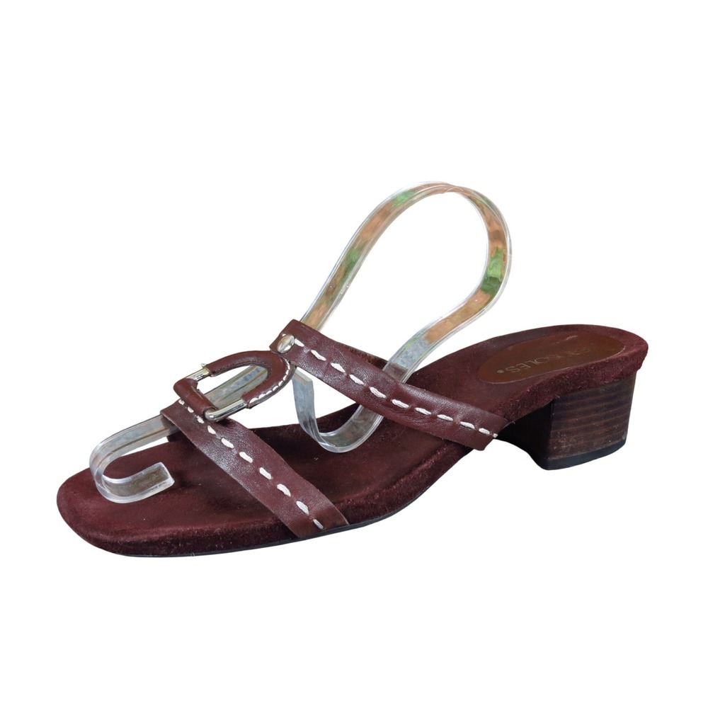 Aerosoles Chlip Art Women Slide Sandal Size 8.5 Casual Comfort‎ Brown Leather